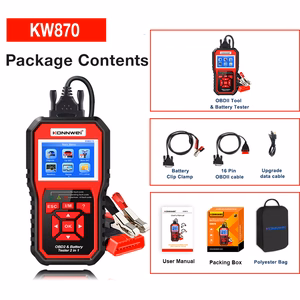 Konnwei KW870 OBD2 diagnostikas skeneris un akumulatoru testeris