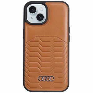Audi sintētiskās ādas viedtālruņa apvalks MagSafe iPhone 15 / 14 / 13 - brūns