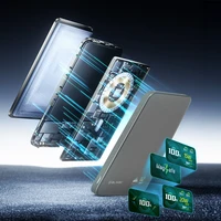 Blavec Portatīvais lādētājs 5000mAh BJ-04 Īpaši Plāns 7,8mm - Type C - 22,5W magnētiskā Magsafe 3 in 1 (PBBJ04-MC5G) pelēka stikls