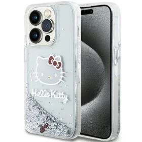 Hello Kitty Liquid Glitter Charms Kitty Head viedtālruņa apvalks iPhone 13 Pro Max - sudraba