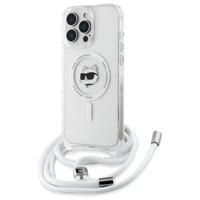 Karl Lagerfeld IML Choupette galva un aukla MagSafe iPhone 16 Pro viedtālruņa apvalks - caurspīdīgs