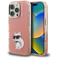 Karl Lagerfeld IML Aquarelle Choupette & Logo iPhone 16 Pro macins - roza