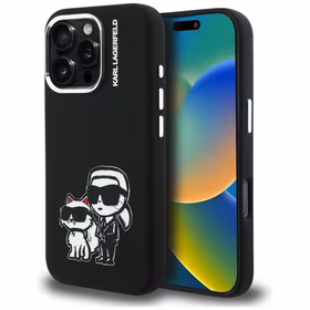 Karl Lagerfeld Silikona Karl&Choupette Sketch MagSafe Maciņš for iPhone 16 Pro - melns