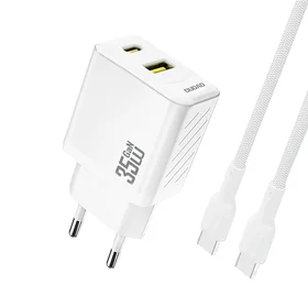 Dudao A27MaxCEU PD QC 35W USB-A USB-C Wall Charger with USB-C Cable - White