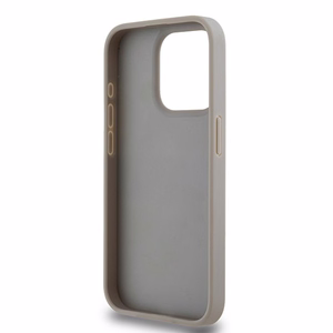 DKNY Ādas mono svītra un metāla logotips viedtālruņa apvalks iPhone 15 Pro Max - bēšs