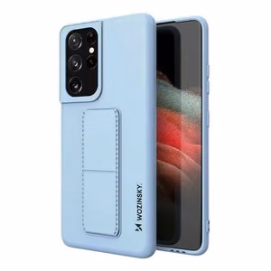 Wozinsky Kickstand Case silikona maciņš ar statīvu Samsung Galaxy S21 Ultra 5G gaiši zils