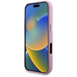 Karl Lagerfeld Saffiano pilnībā pārklāts iegarena metāla logotipa magnētiskais viedtālruņa apvalks iPhone 16 - rozā