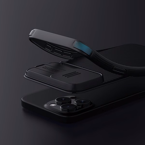 Nillkin CamShield Pro viedtālruņa apvalks iPhone 16 Pro Max ar kameras vāciņu - melns