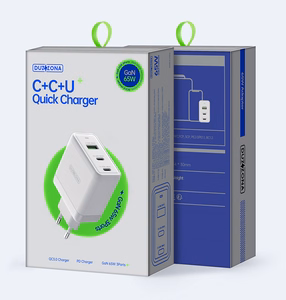 Dux Ducis Duzzona sienas lādētājs T1 GaN - USB + 2x USB-C - PD 65W balts