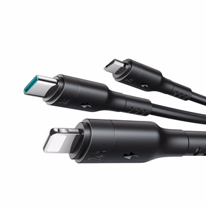 USB Kabelis Joyroom S-A61 USB-C uz USB-C/Lightning/MicroUSB 3.5A 1.2m melns