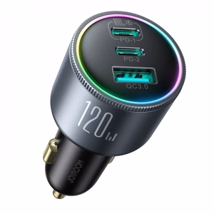 Automašīnas lādētājs Joyroom JR-CCN07, pelēks, 100W (2xPD / 1xQC3.0) + Type-C / Type-C 100 cm kabelis