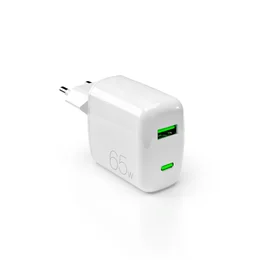 Puro 65W GaN USB-A USB-C sienas lādētājs - balts
