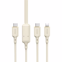 Dudao L7SF 2in1 USB-C - USB-C / Lightning kabelis 100W 1.2m - bēšs