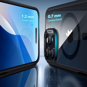 ESR Classic Hybrid Halolock Magnētiskais viedtālruņa apvalks + rūdītais stikls iPhone 16 Pro Max - caurspīdīgs ar melnu rāmi