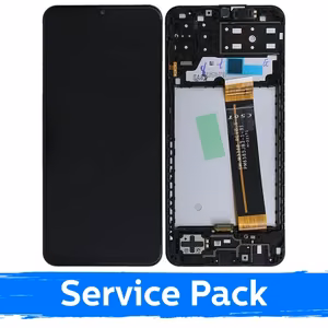 LCD Displejs Saderīgs ar Samsung A137 A13 Melns Ar Frame (Service Pack)