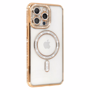 Bling magnētiskais viedtālruņa apvalks Iphone 15 zelta
