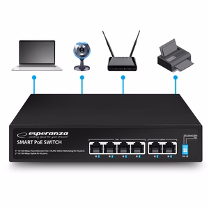 Esperanza ENS105 6 portu PoE komutators 10/100 60W
