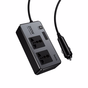 Smart dual car inverter charger Hoco 2 lighter ports max 200W PD66W/1C2A Z66 black
