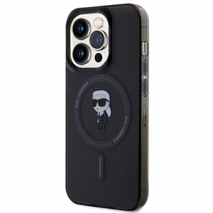 Karl Lagerfeld IML Ikonik magnētiskais viedtālruņa apvalks iPhone 15 Pro - melns