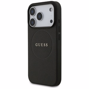 Guess Graudains Gredzens Magnētiskais viedtālruņa apvalks iPhone 17 Pro - melns
