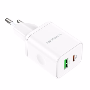 Borofone Sienas lādētājs BN7 - USB + Type C - QC 3.0 PD 20W balts