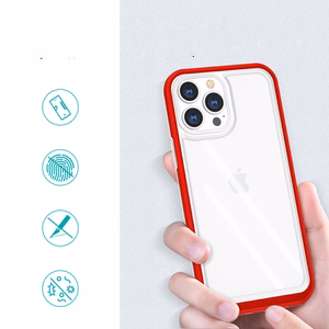  Skaidrs 3in1 vāciņš iPhone 13 Pro ar sarkanā rāmis želejas pārklājums