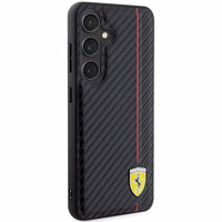 Ferrari Carbon Printed Line viedtālruņa apvalks Samsung Galaxy S24+ - melns