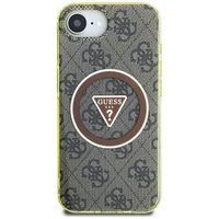 Guess IML Metal Glitter 4G Circle Triangle magnētiskais viedtālruņa apvalks iPhone 16e - brūns