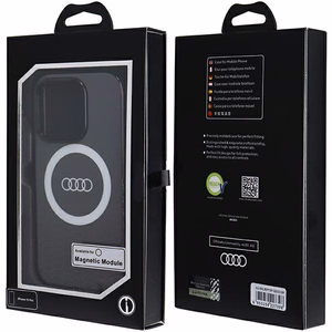 Audi IML Magnētiskais apvalks viedtālrunim iPhone 15 Pro ar lielu logotipu - melns