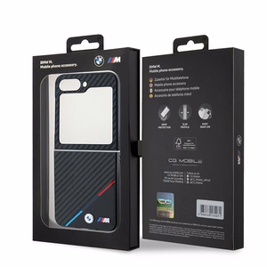 BMW Carbon Tricolor viedtālruņa apvalks Samsung Galaxy Z Flip 6 - melns
