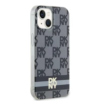 DKNY IML rūtainais mono raksts un drukātās svītras magnētiskais viedtālruņa apvalks iPhone 15/14/13 - melns
