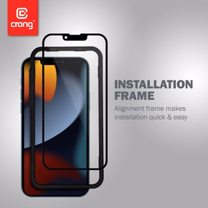 Crong Anti-Bacterial 3D Armor Glass 9H rūdīta stikla ekrāna aizsargs iPhone 14 Plus / 13 Pro Max, ar uzstādīšanas rāmi