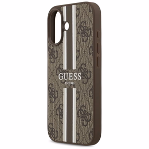 Guess 4G MagSafe futrālis iPhone 17 ar apdrukātu svītru apdruku - brūns