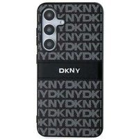 DKNY ādas Mono Stripe un Metal Logo viedtālruņa apvalks Samsung Galaxy S24+ - melns