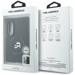 Melns Karl Lagerfeld Karl & Choupette Pins MagSafe vāciņš Samsung Galaxy Z Fold8