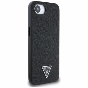 Guess Grained Triangle MagSafe viedtālruņa apvalks iPhone 16e - melna