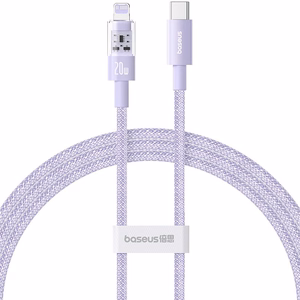 Baseus Gem USB-C uz Lightning ātras uzlādes kabelis 1 m, 20W, violets