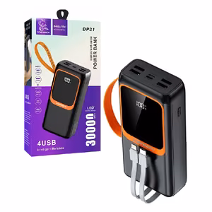 Portatīvais lādētājs POWER BANK DENMEN 30000mAh (4xUSB; 1xUSB-C) melns
