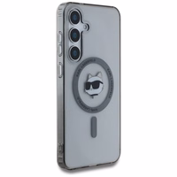 Karl Lagerfeld Poga Choupette Galva Drukāts Logotips Magnētiskais Samsung Galaxy S25 viedtālruņa apvalks melna