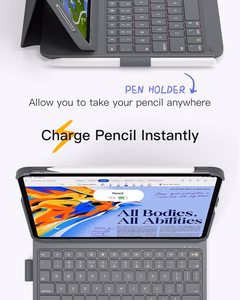 Inateck BK2007 AirTap vāciņš ar tastatūru ierīcei iPad 10.9–11", pelēks
