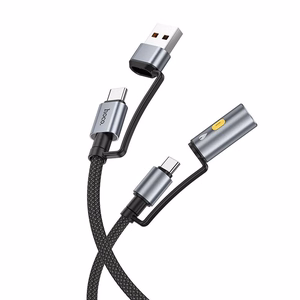 Kabelis All-in-one USB A / USB C uz USB C / Auto piepīpētājs Hoco 3A 60W 1,2 m U138 melns