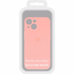 Viedtālruņa apvalks ar silikona sirds dizainu Iphone 14 Plus, dizains 1 rozā