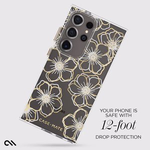 Case-Mate Floral Gems vāciņš ierīcei Samsung Galaxy S24 Ultra, zelta krāsā