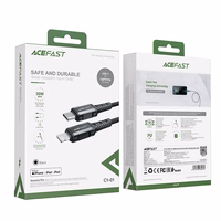 Acefast C1-01 Lightning - USB-C MFi PD kabelis 30W 3A 480Mb/s 1.2m - melns
