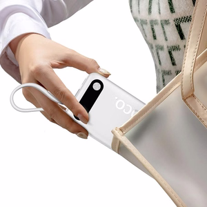 Portatīvais lādētājs Hoco 20000 mAh QC PD 2A 22,5W ar iebūvētiem kabeļiem USB C + Lightning J171A balts