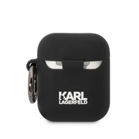 Karl Lagerfeld KLA2RUNIKK AirPods 1/2 apvalks melns/melns silikona Karl galva 3D