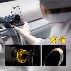 Bezvadu auto lādētājs+turētājs Wozinsky (WCT5-6S2Y) magnētisks (MagSafe 15W) ventilācijas restei melns