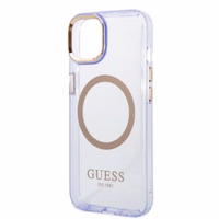 Guess GUHMP14SHTCMU iPhone 14 6.1" violeta/violeta cietais apvalks Zelta kontūra Caurspīdīgs Magnētiskais