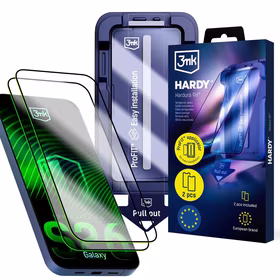 LCD tempered glass (2 pcs.) with applicator 3mk Hardy Hardura 9H Samsung S948 S26 Ultra melns