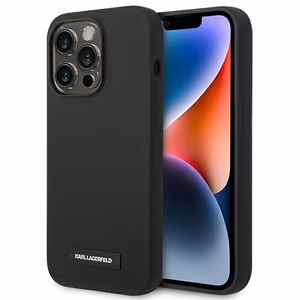 Karl Lagerfeld KLHMP14LSLMP1K iPhone 14 Pro 6,1" cietais apvalks melns / melns Silikona Plāksnīte Magsafe